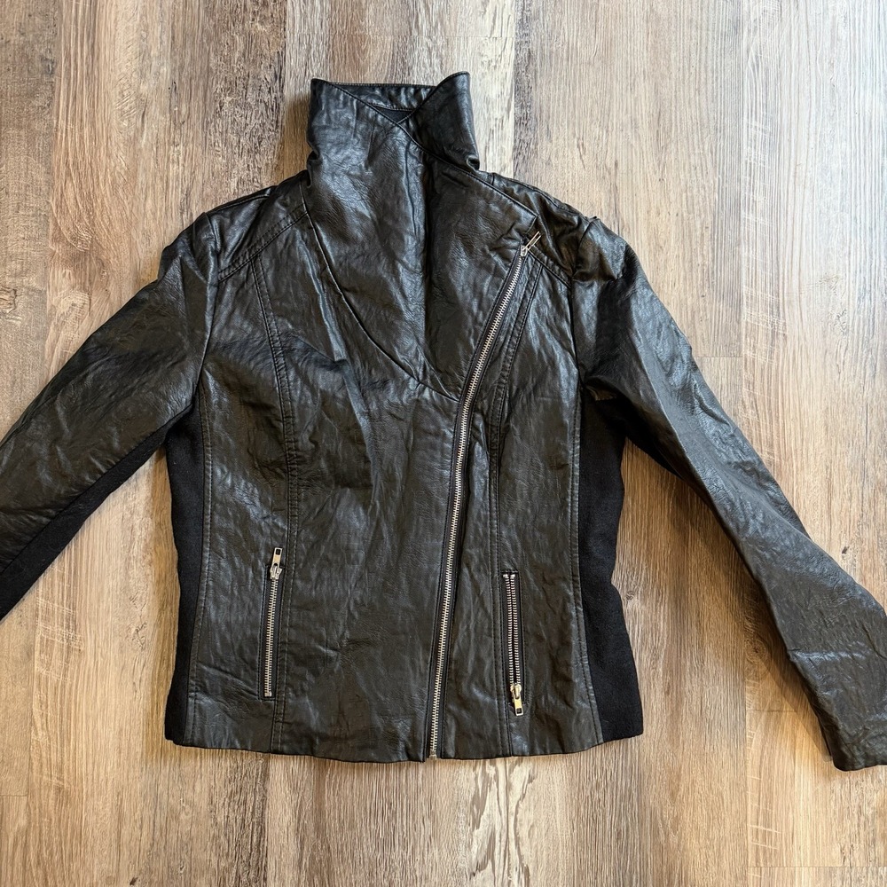 Bagatelle Faux Leather Motorcycle Jacket womens‎ Lined Zipper Jacket Size Small